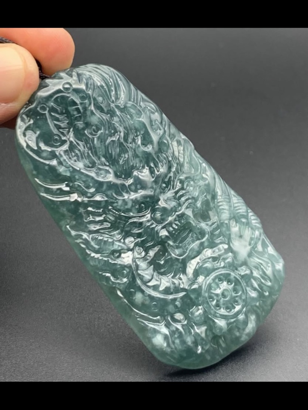Certificate Jadeite Jade Green Wealth Dragon pendant